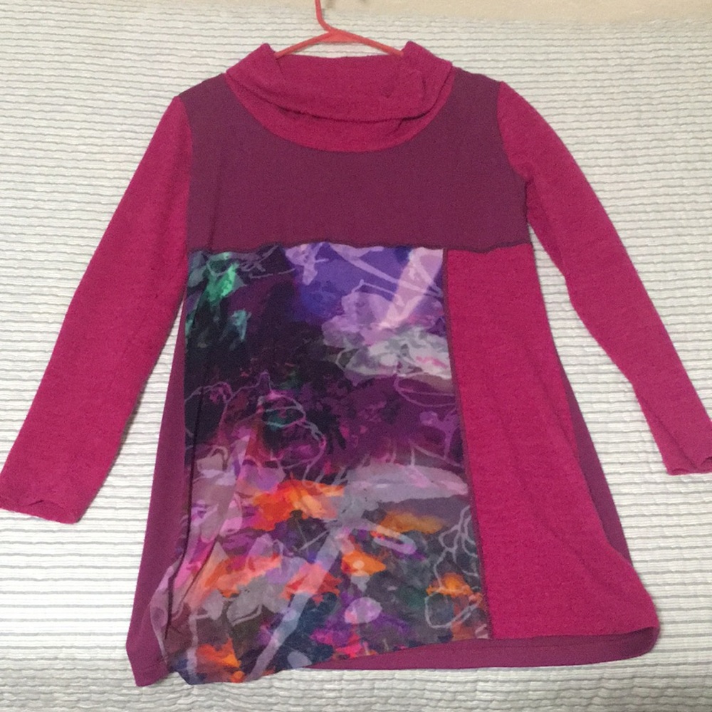 Vintage Magenta Cowl Neck Sweater Dress from England